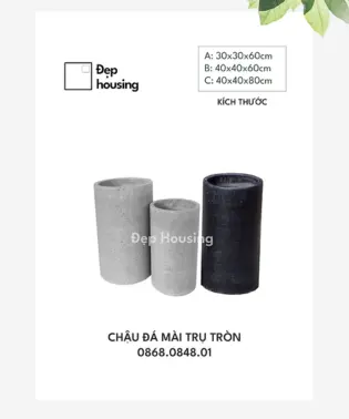 Chậu đá mài trụ tròn 60cm