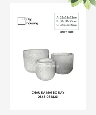 Chậu đá mài tròn bo đáy